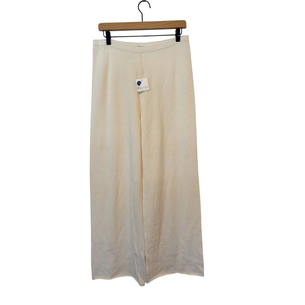 NWT Frette Collection Silk Blend Wide Leg Lounge Pants Ivory Made Italy M